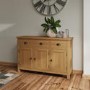 GRADE A2 - Rustic Oak 3 Door Sideboard
