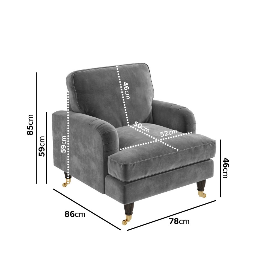 GRADE A2 - Silver Grey Velvet Armchair - Payton