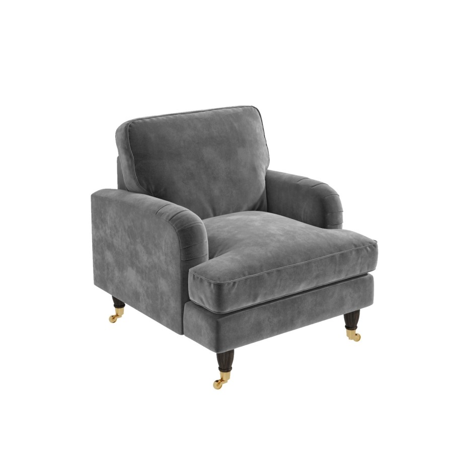 GRADE 2 - Silver Grey Velvet Armchair - Payton