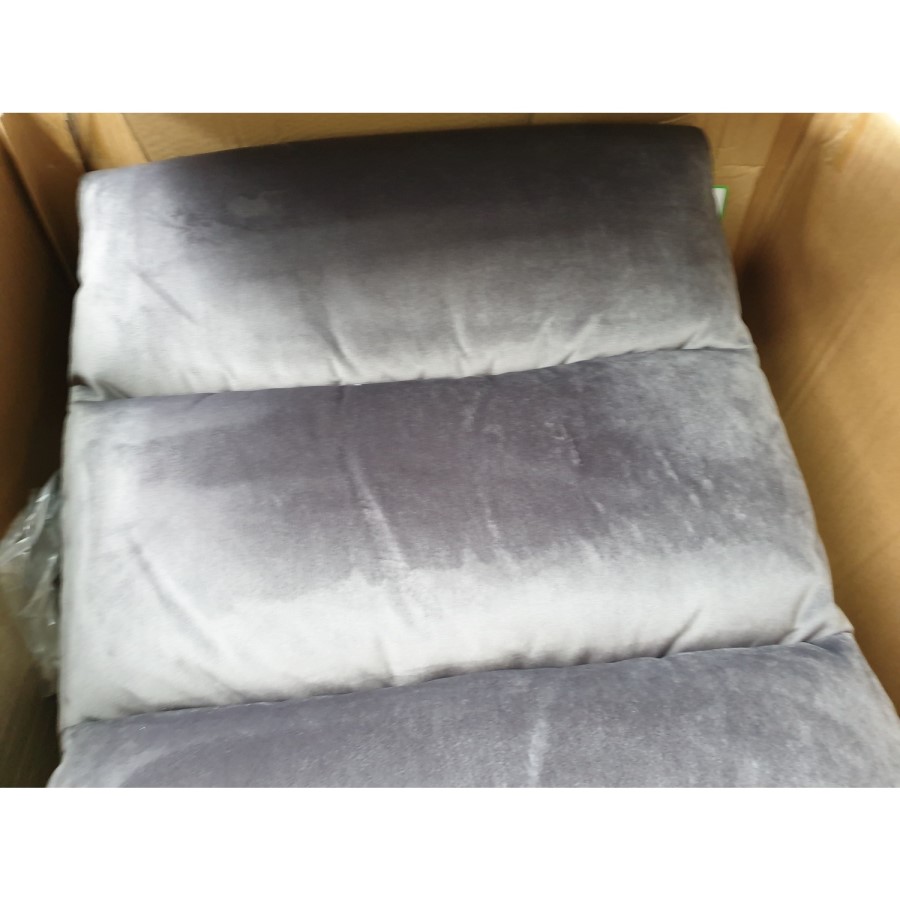 GRADE A2 - Grey Velvet Swivel Armchair with Footstool - Tyra