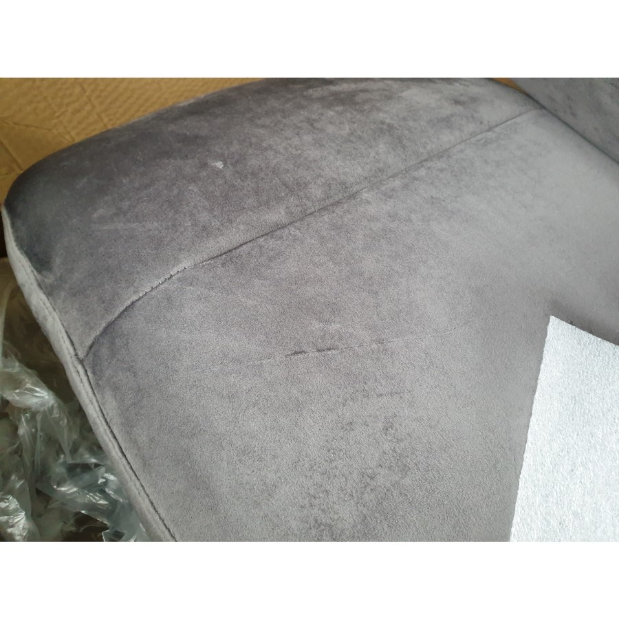 GRADE A2 - Grey Velvet Swivel Armchair with Footstool - Tyra