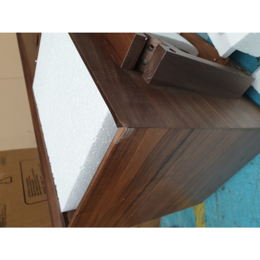 GRADE A2 - Solid Walnut TV Unit with Sliding Doors & Drawers TV's up to 70" - Briana