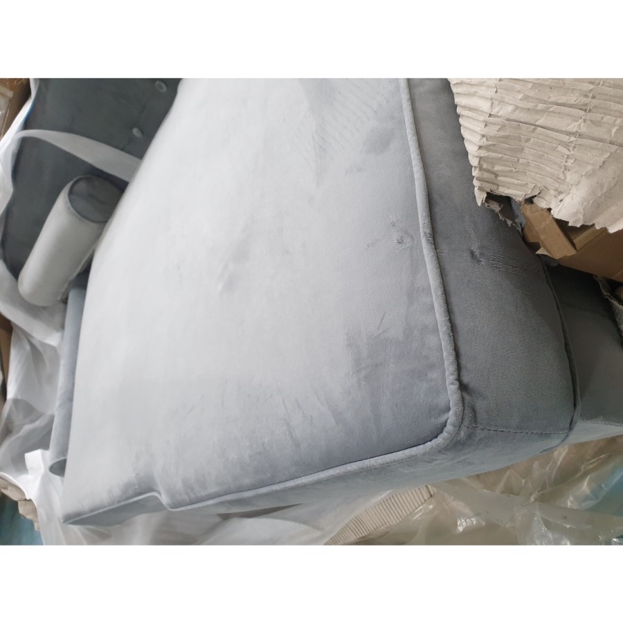 GRADE A2 - Grey 3 Seater L Shaped Sofa in Velvet - Right Hand Facing - Idris