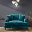 A1/PAY003 ONLY OPENED - Teal Blue Velvet Loveseat - Payton