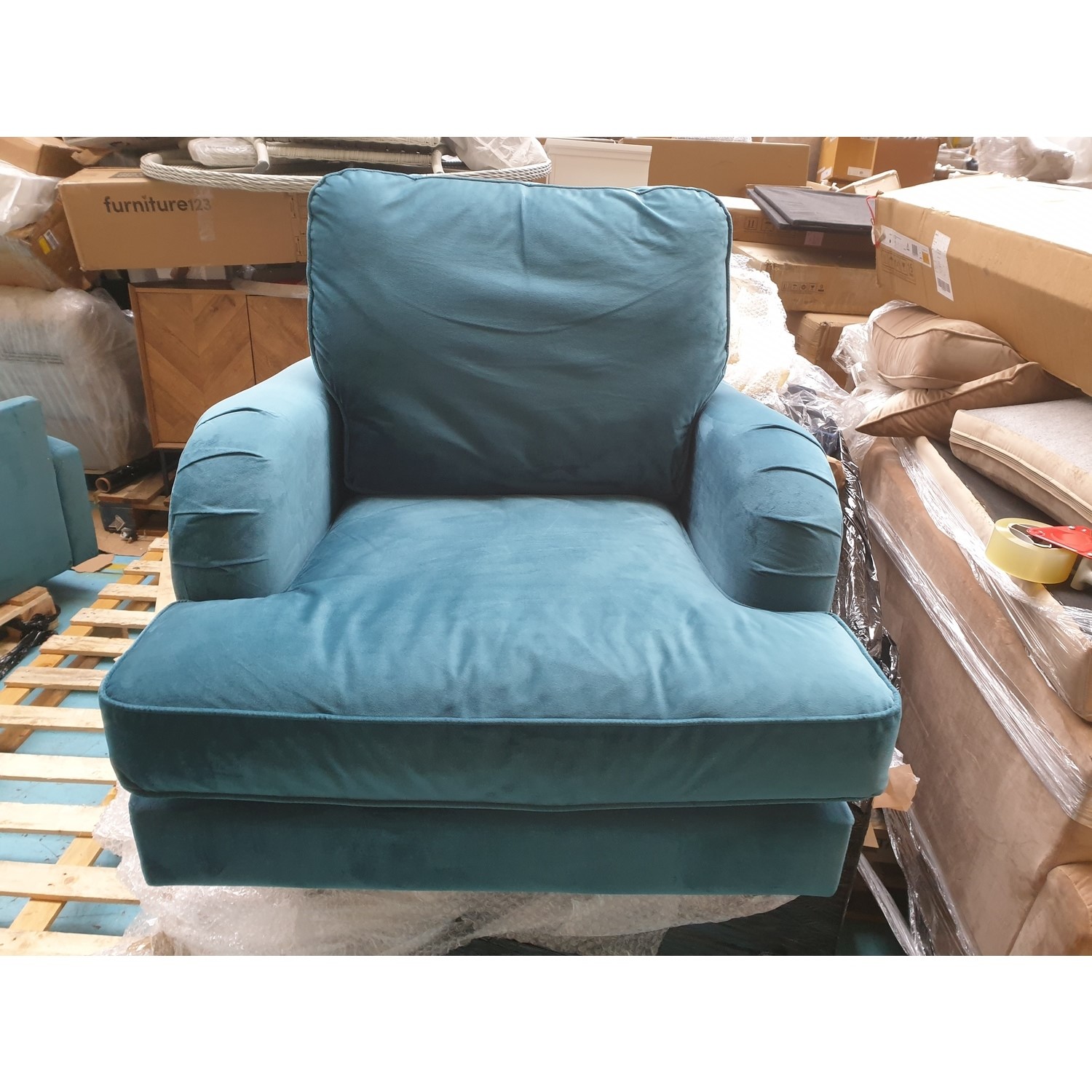 GRADE A3 Teal Blue Velvet Loveseat Payton Furniture123