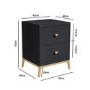 Maya Art Deco 2 Drawer Bedside Table in Dark Grey