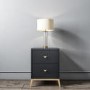 Maya Art Deco 2 Drawer Bedside Table in Dark Grey