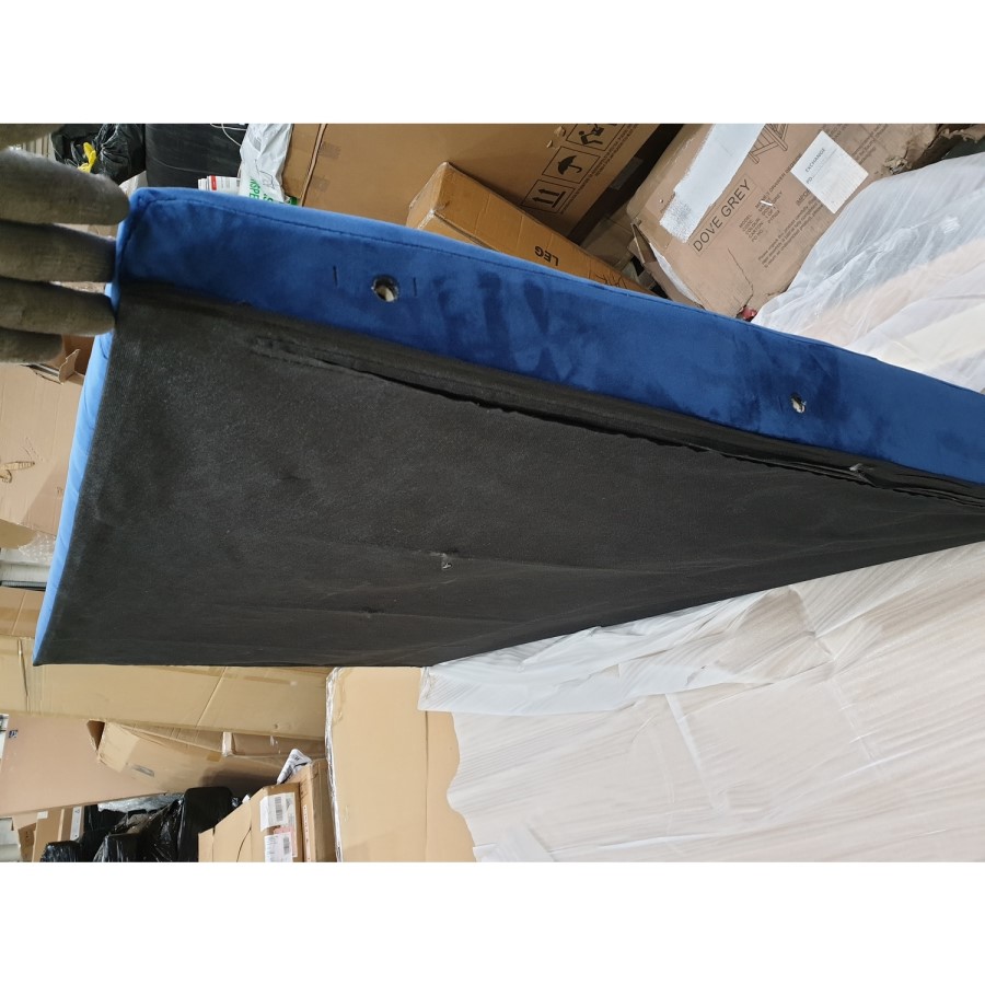 GRADE A2 - Amara King Size Bed Frame in Navy Blue Velvet with Quilted Headboard