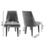 GRADE A2 - Grey Velvet Ribbed Dining Chair with Black Legs - Penelope