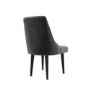 GRADE A2 - Grey Velvet Ribbed Dining Chair with Black Legs - Penelope