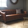 Brown Leather 3 Seater Tufted Sofa - Caspian House