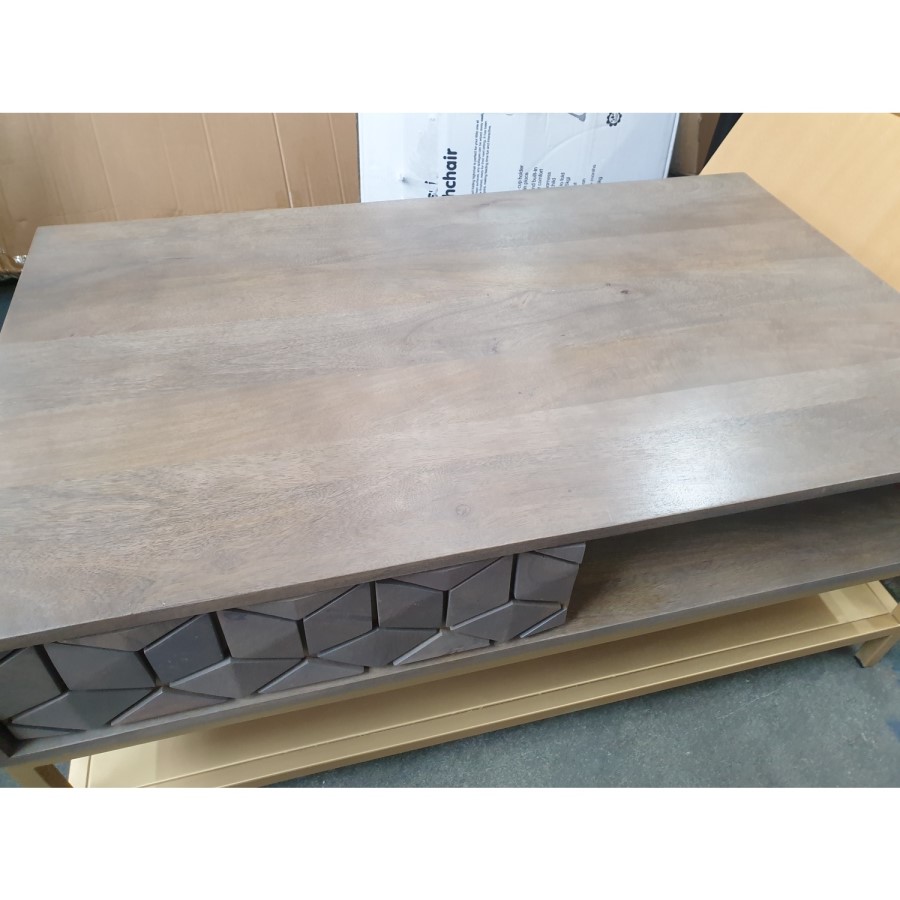 GRADE A2 - Grey Wash Coffee Table with Storage - Alice