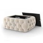 GRADE A2 - Clio Rectangle Storage Coffee Table in Cream Velvet with Mirrored Top