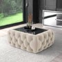 GRADE A2 - Clio Rectangle Storage Coffee Table in Cream Velvet with Mirrored Top