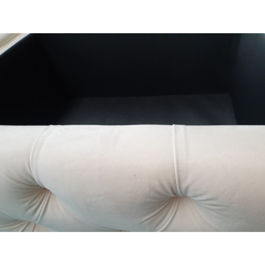 GRADE A2 - Clio Rectangle Storage Coffee Table in Cream Velvet with Mirrored Top