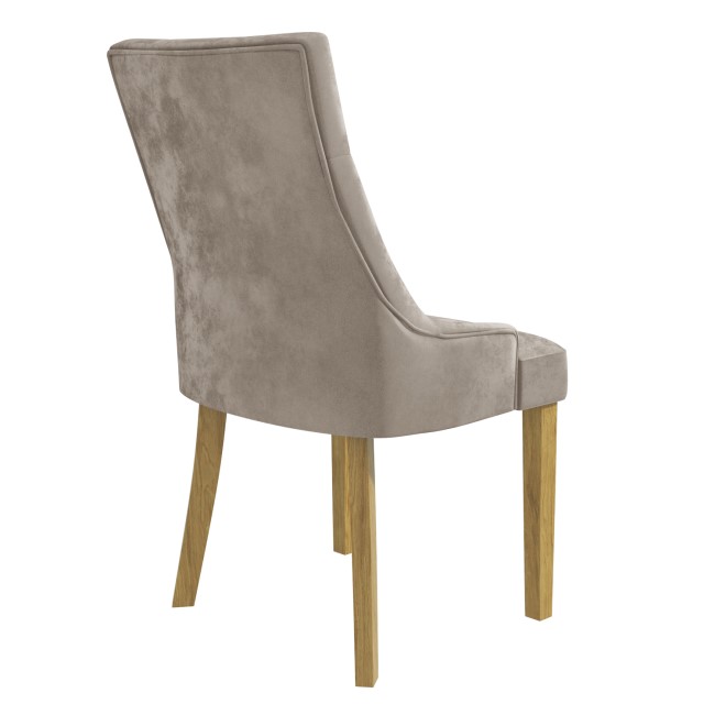 Set of 2 Mink Velvet Dining Chairs with Oak Legs - Kaylee