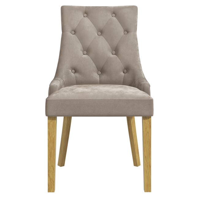 Set of 2 Mink Velvet Dining Chairs with Oak Legs - Kaylee