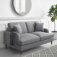 Grey 2 Seater Sofa in Woven Fabric - Payton
