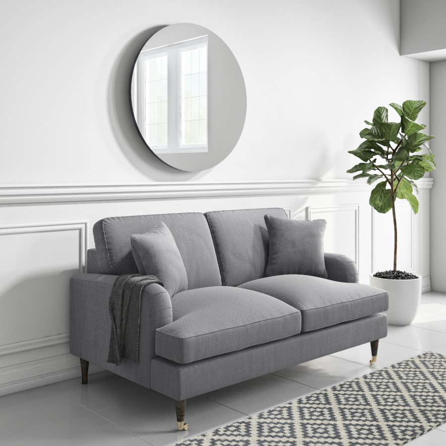 Grey 2 Seater Sofa in Woven Fabric - Payton