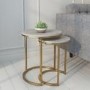 GRADE A2 - Marble Nest of Tables in White with Gold Metal Bases - Martina