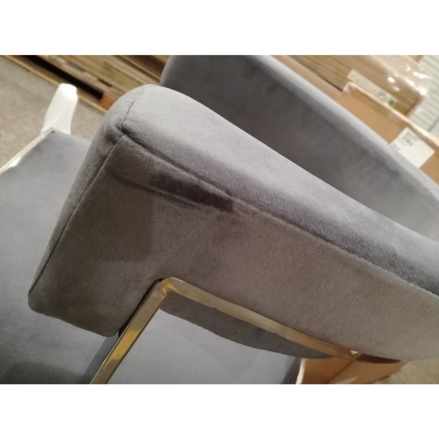 GRADE A2 - Grey Velvet Cantilever Dining Armchair - Alana Boutique