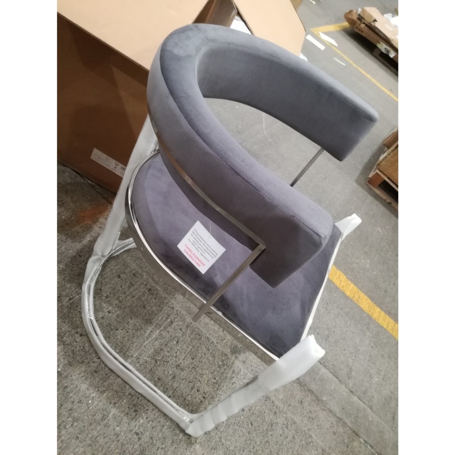 GRADE A2 - Grey Velvet Cantilever Dining Armchair - Alana Boutique