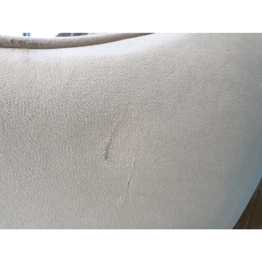 GRADE A2 - Pair of Beige Velvet Dining Chairs with Ribbed Back - Penelope