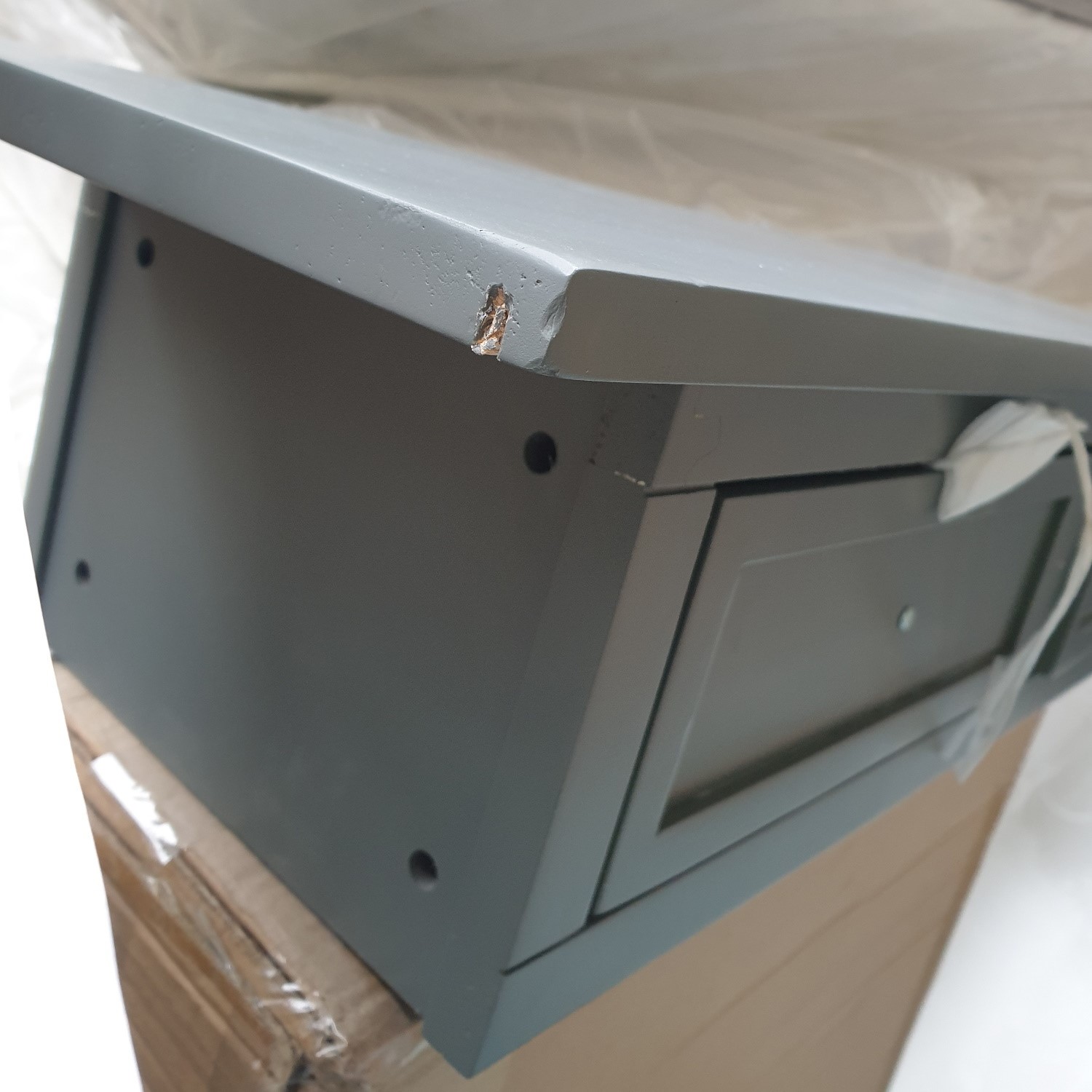 GRADE A2 Narrow Grey Console Table with Drawers Elms Furniture123