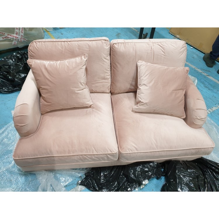 GRADE A2 - Velvet 2 Seater Sofa in Blush Pink - Payton