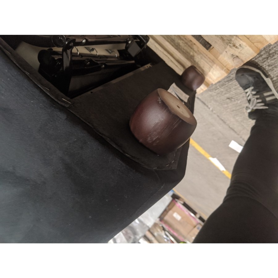 GRADE A2 - Black Velvet 3 Seater Sofa Bed - Bronte