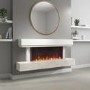 GRADE A1 - White and Beige Concrete Effect Wall Mounted Alexa Electric Fireplace - Amberglo