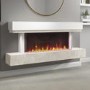 GRADE A1 - White and Beige Concrete Effect Wall Mounted Alexa Electric Fireplace - Amberglo