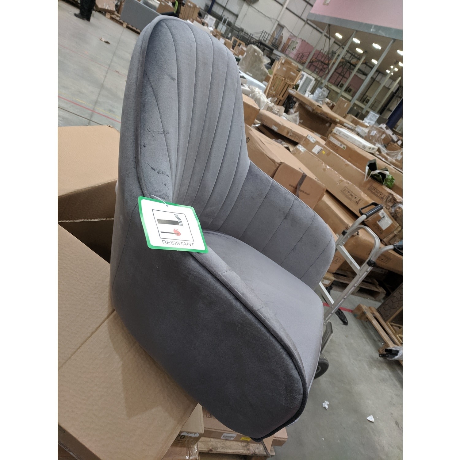 GRADE A2 Set of 2 Grey Velvet Tub Dining Chairs Logan Furniture123