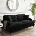 A1/SOF124 ONLY OPENED - Black Velvet 3 Seater Sofa - Payton