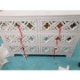 GRADE A1 - Light Grey Boho Wooden Mirrored Wide Chest of 6 Drawers - Alexis