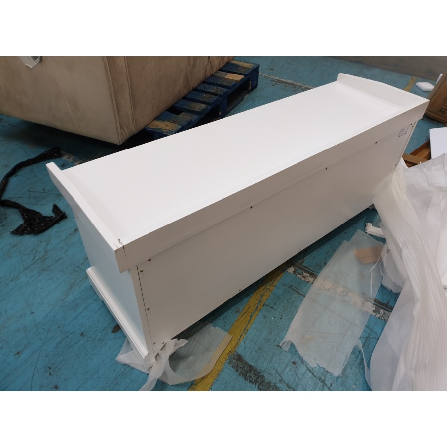 GRADE A2 - White Shoe Rack with Seat Storage Bench & Wicker Baskets - Elms