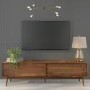GRADE A2 - Solid Walnut TV Unit with Sliding Doors & Drawers - Briana
