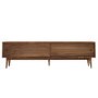 GRADE A1 - Solid Walnut TV Unit with Sliding Doors & Drawers - Briana
