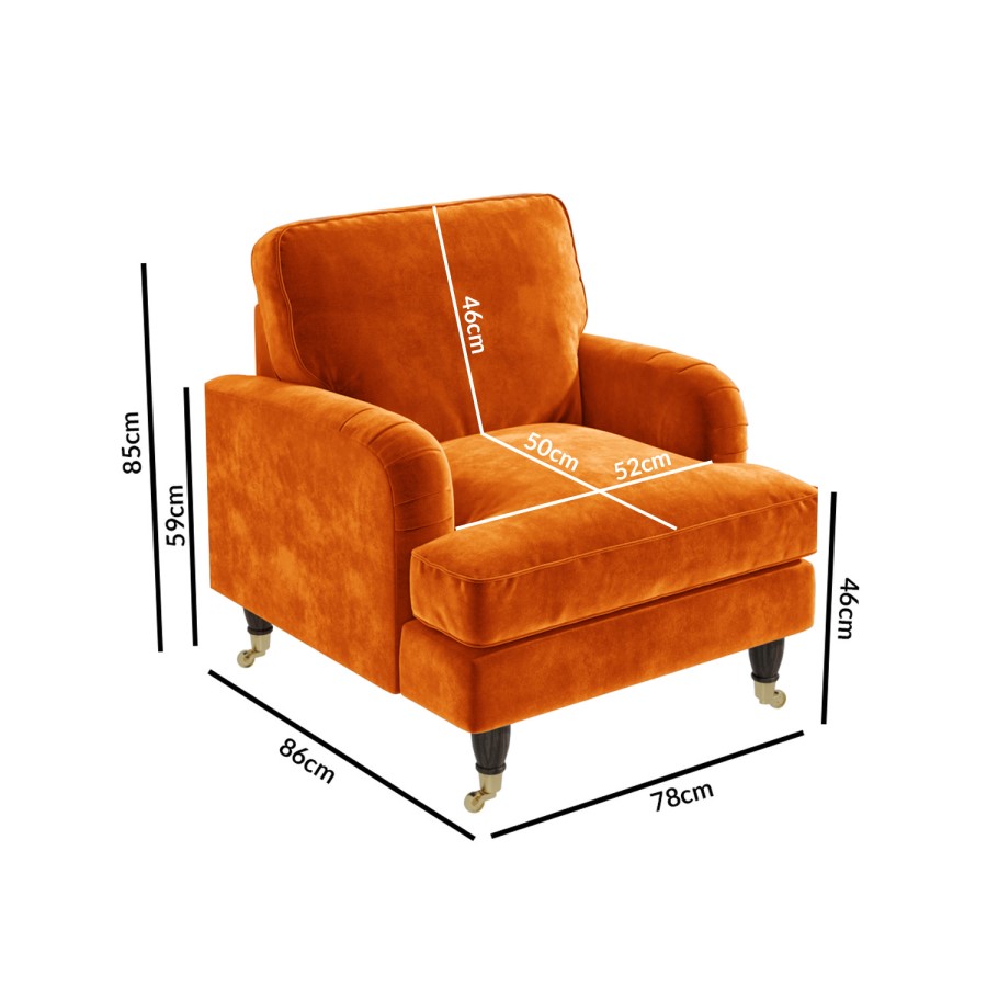 GRADE A2 - Opulence Orange Velvet Armchair - Payton