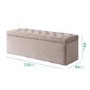 GRADE A2 - Safina Beige Velvet Ottoman Blanket Box for End-of-Bed Storage