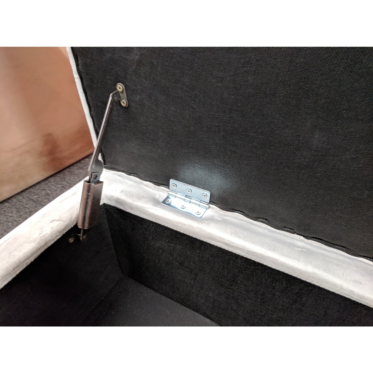 GRADE A2 Safina Striped Top Ottoman Storage Bench in Silver Grey