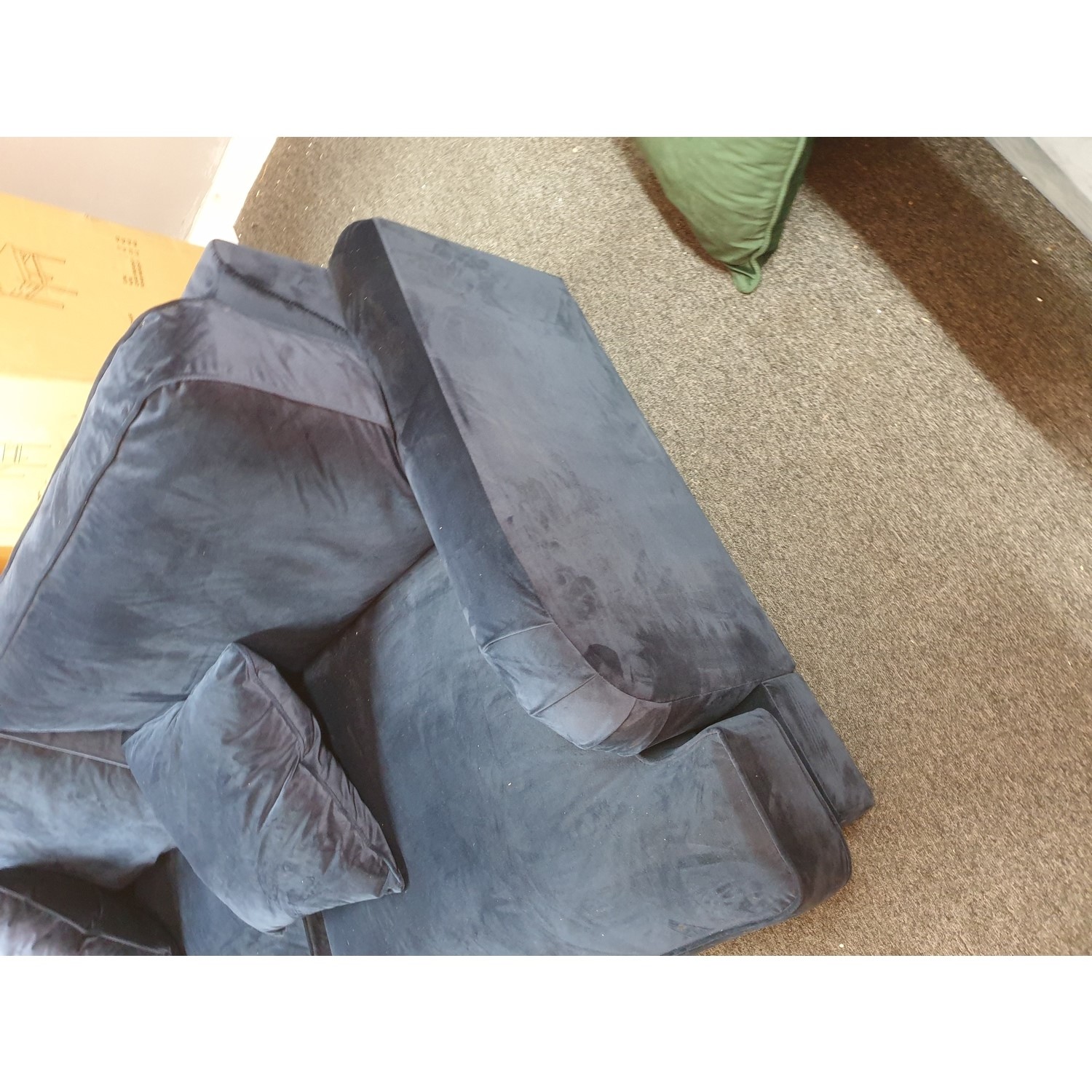 GRADE A2 Dark Navy Blue Velvet 3 Seater Sofa Payton Furniture123