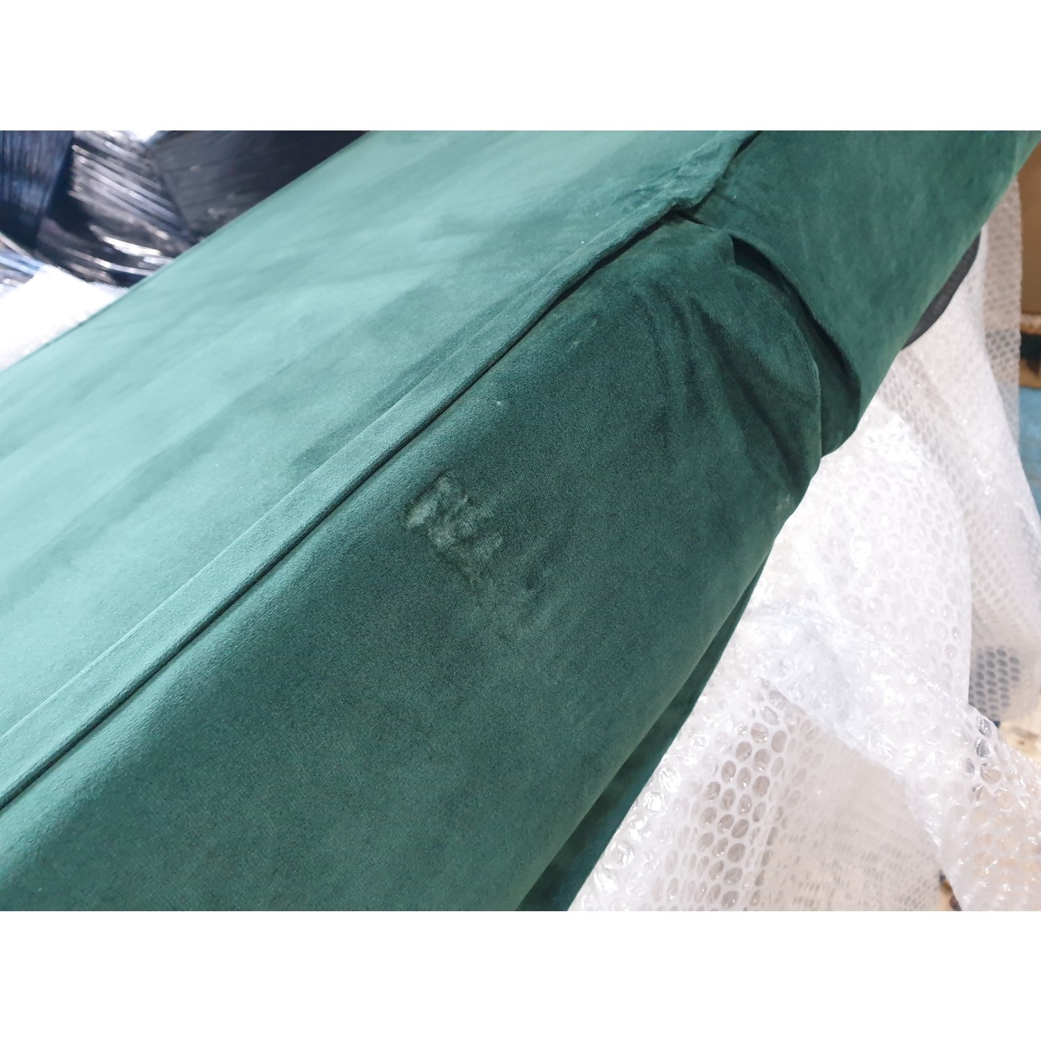 GRADE A2 Single Sofa Bed in Dark Green Velvet with Bolster Cushion Eleni Furniture123