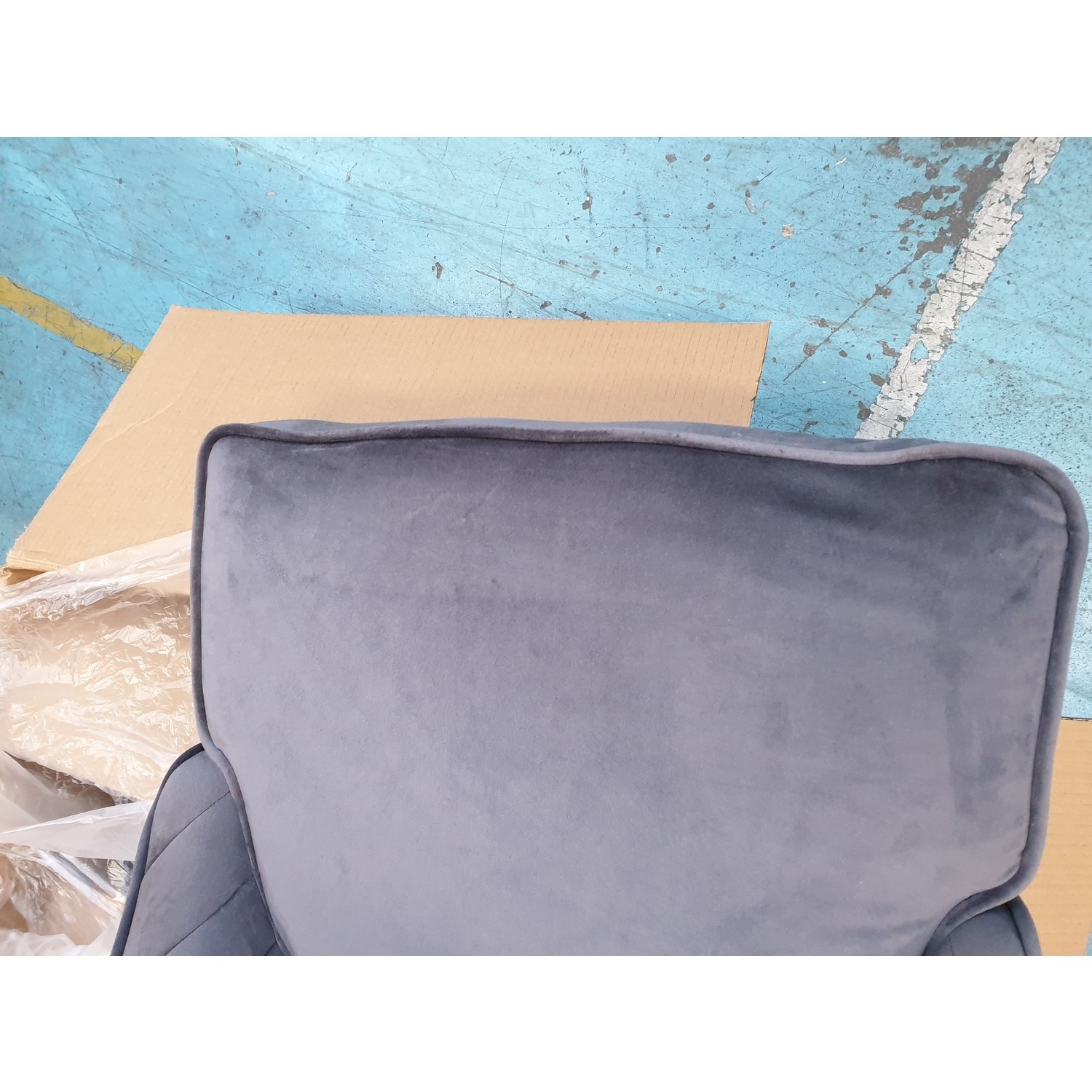 GRADE A2 Pair of Grey Velvet Ribbed Dining Chairs Penelope