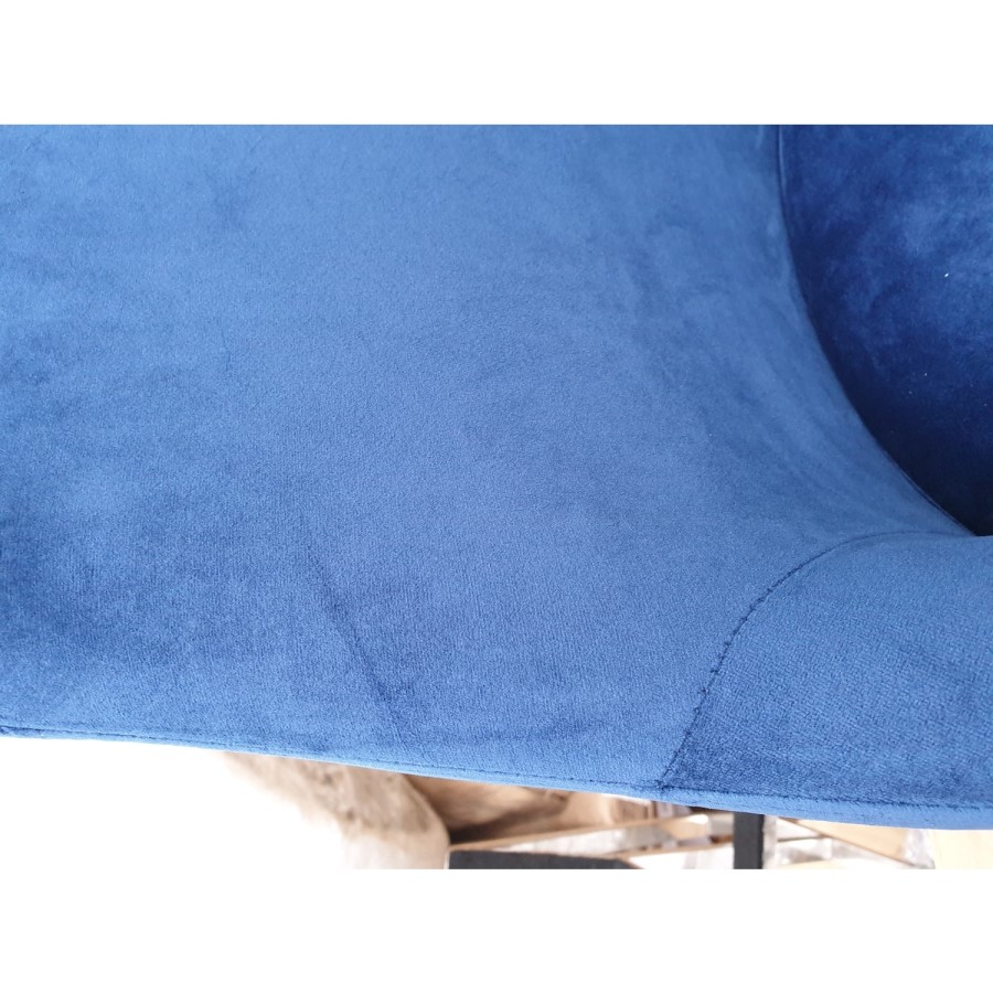 GRADE A2 - Navy Velvet Kitchen Stool with Button Back - 66cm - Maddy