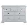 GRADE A1 - Wide Grey Painted French Chest of 7 Drawers - Olivia
