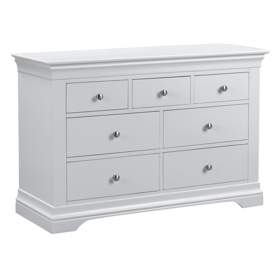 GRADE A2 - Pale Grey 4 + 3 Drawer Wide Chest of Drawers - Olivia