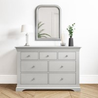 Pale Grey 4 + 3 Drawer Wide Chest of Drawers - Olivia Pale Grey 4 + 3 Drawer Wide Chest of Drawers - Olivia