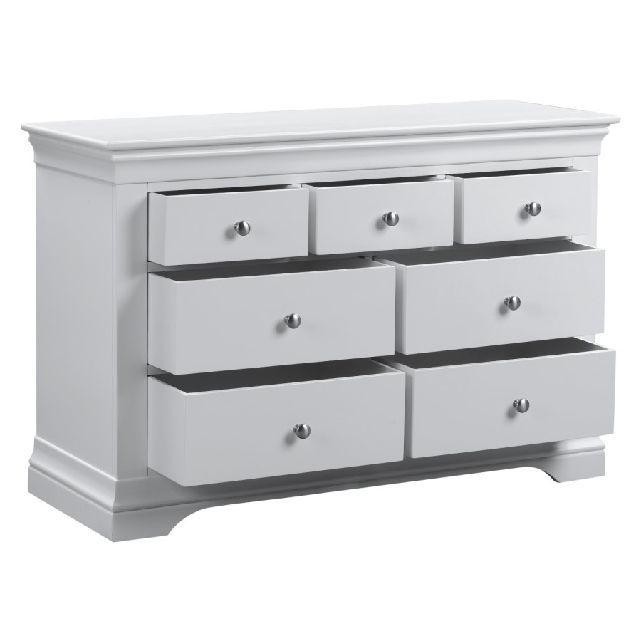 GRADE A2 - Pale Grey 4 + 3 Drawer Wide Chest of Drawers - Olivia