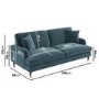 GRADE A2 - Payton Petrol Blue Velvet 3 Seater Sofa